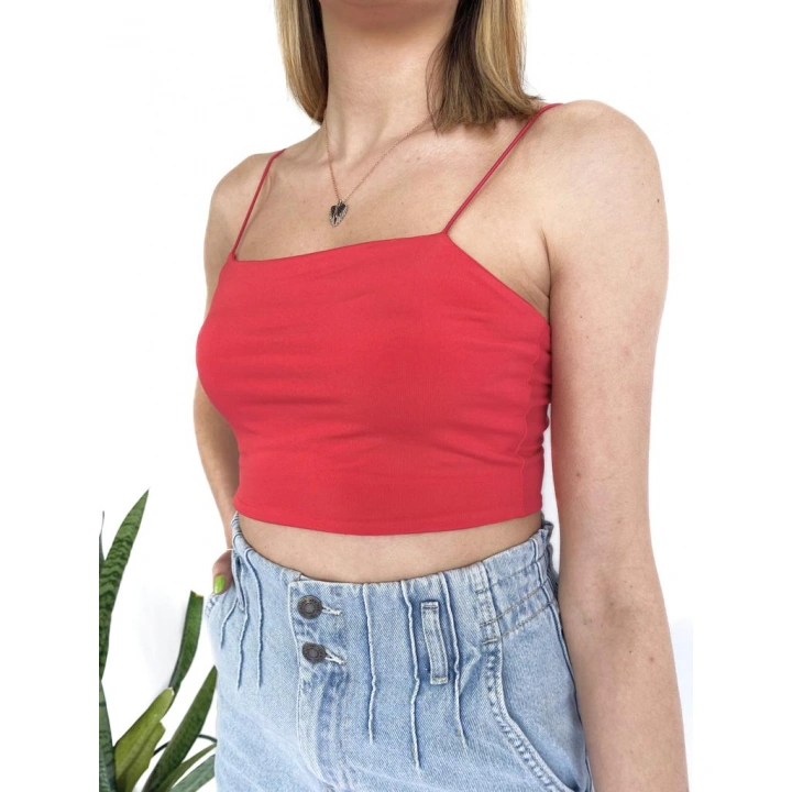 Kadın Askılı Crop Bady Nar Çiçeği