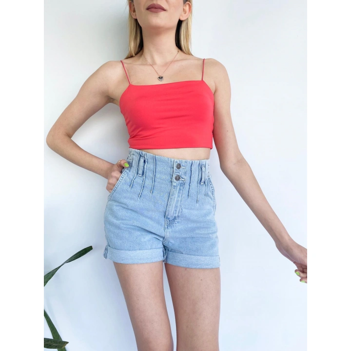 Kadın Askılı Crop Bady Nar Çiçeği