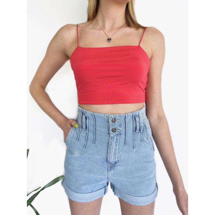 Kadın Askılı Crop Bady Nar Çiçeği