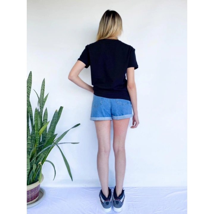Kadın Ayıcık Baskılı Tshirt Siyah