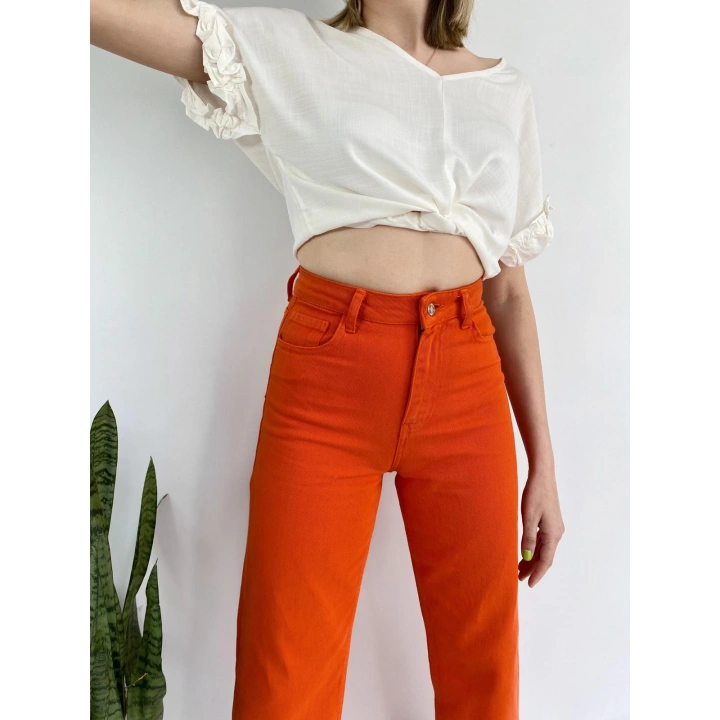 Kadın Denim Pantolon Turuncu