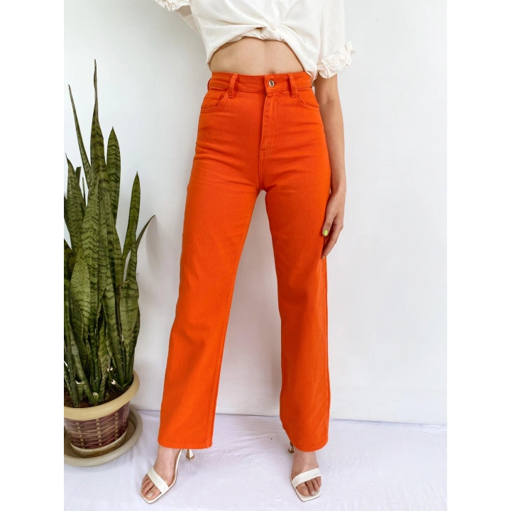 Kadın Denim Pantolon Turuncu