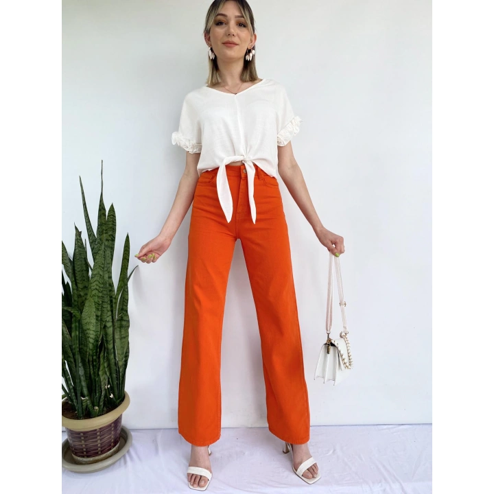 Kadın Denim Pantolon Turuncu