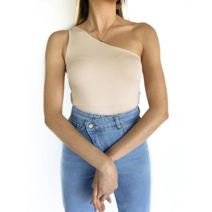 Kadın Tek Omuz Nude Bodysuit