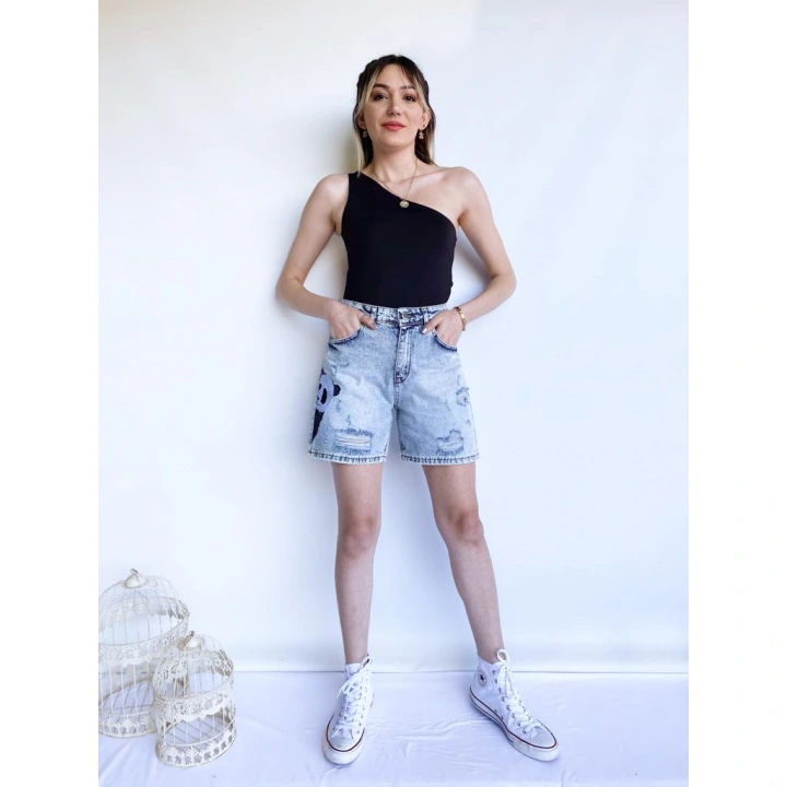 Kadın Tek Omuz Siyah Bodysuit