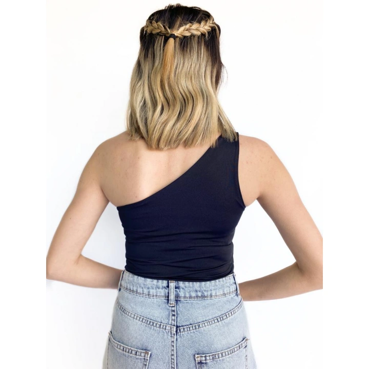 Kadın Tek Omuz Siyah Bodysuit