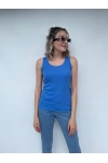Kadın Basic Yuvarlak Yaka Mavi Atlet