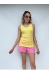Kadın Basic Yuvarlak Yaka Limon Sarı Atlet