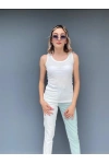 Kadın Basic Yuvarlak Yaka Beyaz Atlet