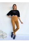 Kadın Metalik Hardal Disco Tayt