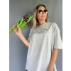 Kadın Oversize Pretty Cool Yazılı Gri Tshirt