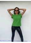 Kadın Yeşil Kolsuz Vatkalı Triko Kazak