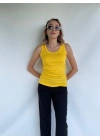 Kadın Basic Yuvarlak Yaka Koyu Sarı Atlet