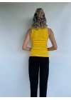 Kadın Basic Yuvarlak Yaka Koyu Sarı Atlet