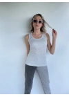 Kadın Basic Yuvarlak Yaka Gri Atlet