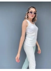 Kadın Basic Yuvarlak Yaka Beyaz Atlet