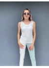 Kadın Basic Yuvarlak Yaka Beyaz Atlet