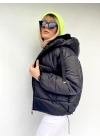 Kadın Siyah Bomber Şişme Mont