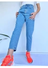 Kadın Mom Jean Açık Mavi Kot Pantolon