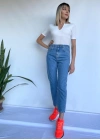 Kadın Mom Jean Açık Mavi Kot Pantolon