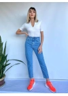 Kadın Mom Jean Açık Mavi Kot Pantolon