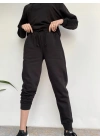 Kadın Siyah Kapüşonlu Eşofman Takımı