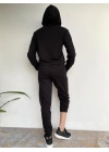 Kadın Siyah Kapüşonlu Eşofman Takımı