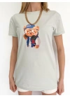 Kadın Ayıcık Baskılı Tshirt Mint