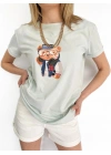 Kadın Ayıcık Baskılı Tshirt Mint
