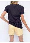 Kadın Baskılı Basic Siyah Tshirt