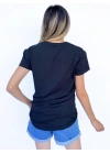 Kadın Women Baskılı Basic Siyah Tshirt