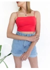 Kadın Askılı Crop Bady Nar Çiçeği