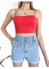 Kadın Askılı Crop Bady Nar Çiçeği