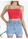 Kadın Askılı Crop Bady Nar Çiçeği