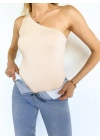 Kadın Tek Omuz Nude Bodysuit