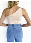 Kadın Tek Omuz Nude Bodysuit