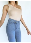 Kadın Tek Omuz Nude Bodysuit