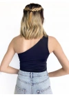 Kadın Tek Omuz Siyah Bodysuit