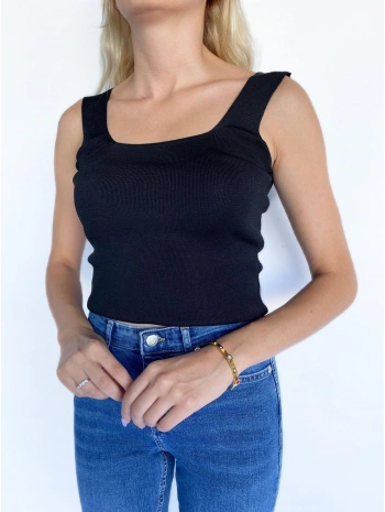 Kadın Kare Yaka Siyah Triko Body