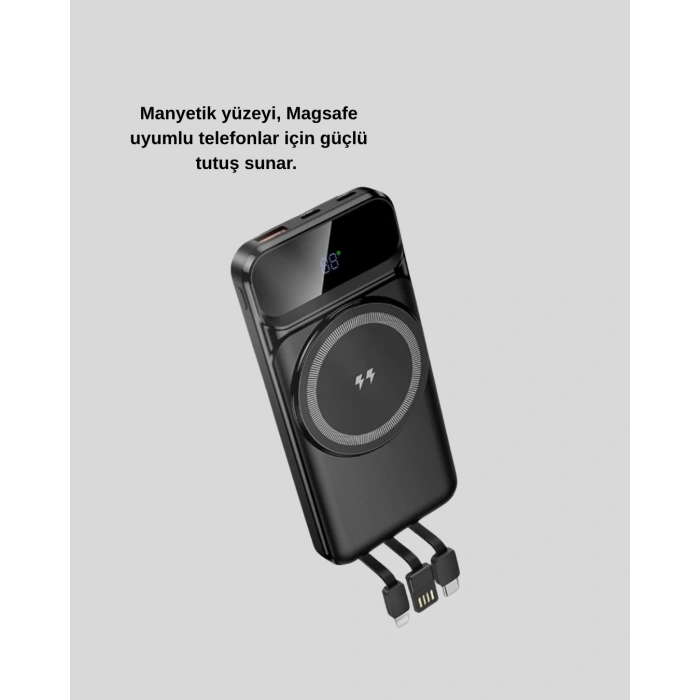 10000 Mah Kablosuz Hızlı Şarj Destekli Powerbank – 15w, Pd20w, Type-c Girişli