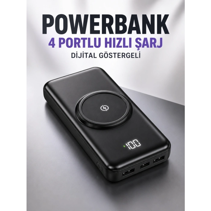 10.000 Mah Powerbank 4 Portlu Hızlı Şarj Dijital Göstergeli