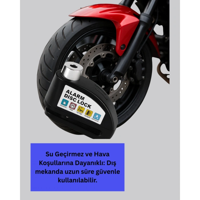 110 Db Alarm Disk Kilidi Motosiklet Scooter Bisiklet Güvenlik