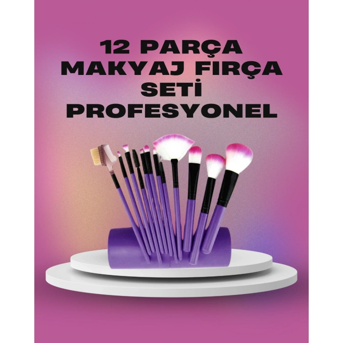 12 Parça Yumuşak Kıllı Makyaj Fırçası Seti Yüz Ve Göz Makyajına Uygun Profesyonel Kullanım