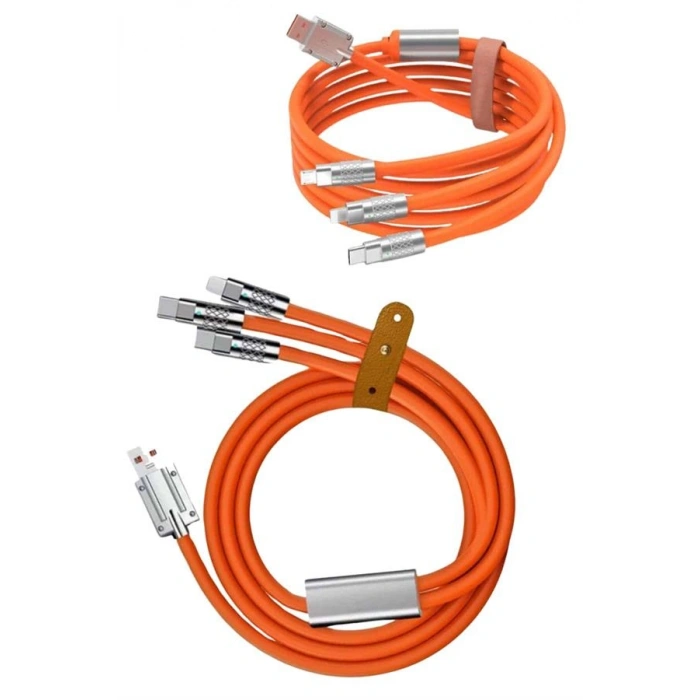 120w 3 İn 1 Uyumlu Silikon Şarj Kablosu Hızlı Şarj Kablosu