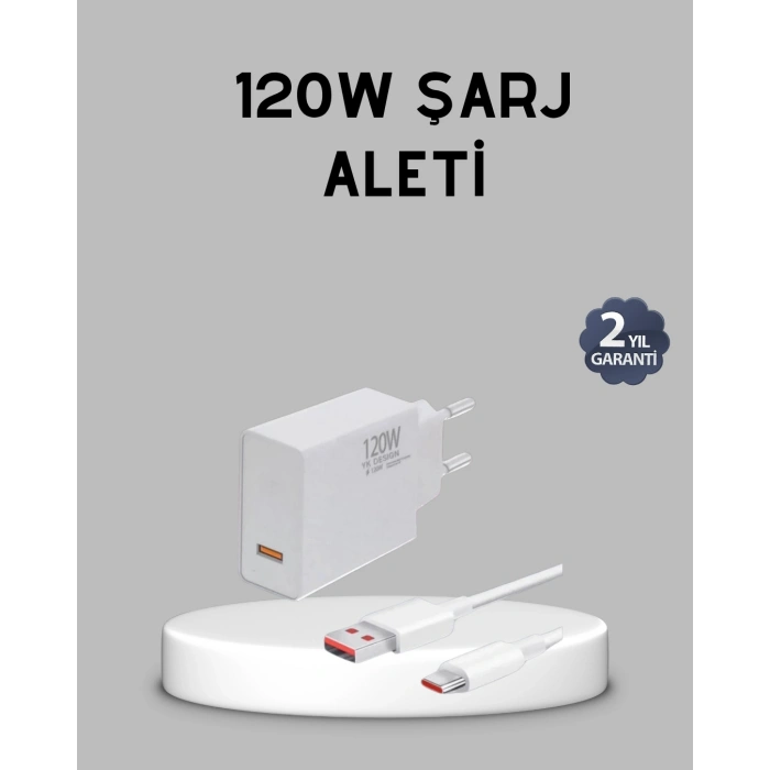 120w Süper Hızlı Şarj Adaptörü – Type-c Kablo Dahil, Yüksek Voltaj Korumalı