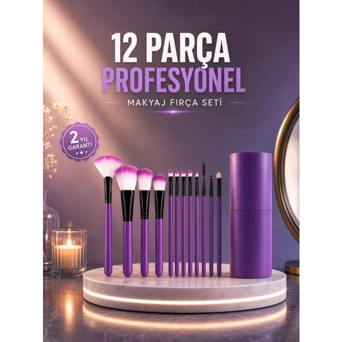 12’li Profesyonel Makyaj Fırça Seti Ultra Yumuşak Sentetik Kıllı