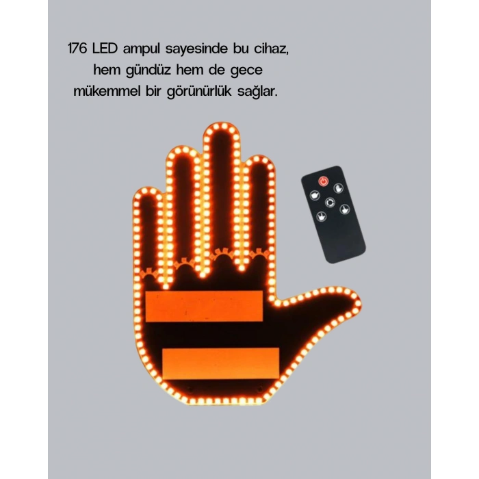 176 Led’li Amber Trafik Uyumlu Sinyal Işığı – El Hareketiyle Kontrol