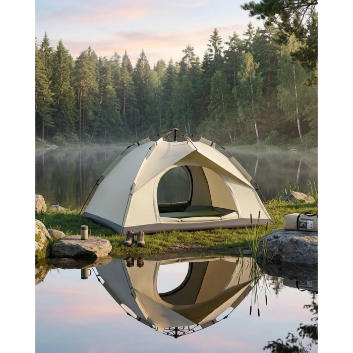 2 3 Kişilik Otomatik Kamp Çadırı Suya Dayanıklı Çift Astarlı Outdoor Çadır