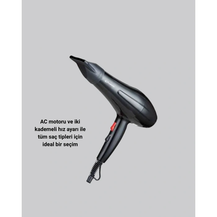 2200w Fön Makinesi – Profesyonel Ac Motor, Soğuk Ve Sıcak Üfleme