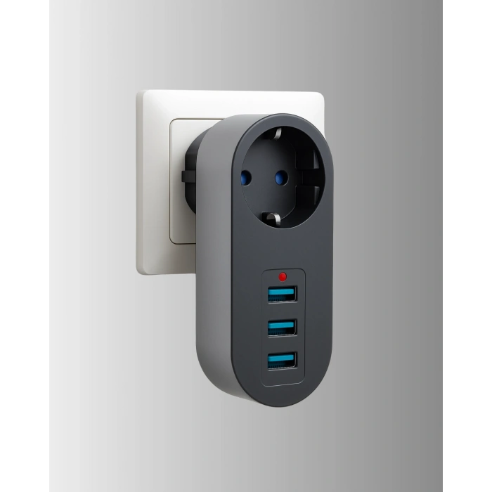 2500w Güç Destekli Akım Korumalı Priz – 3 Usb Çıkışlı